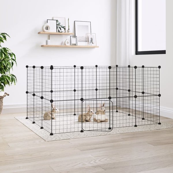28-panel Pet Cage With Door Black 35x35 Cm Steel Tooabtn Carousel 1