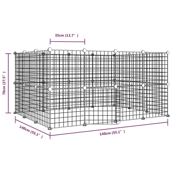 28-panel Pet Cage With Door Black 35x35 Cm Steel Tooabtn Carousel 2