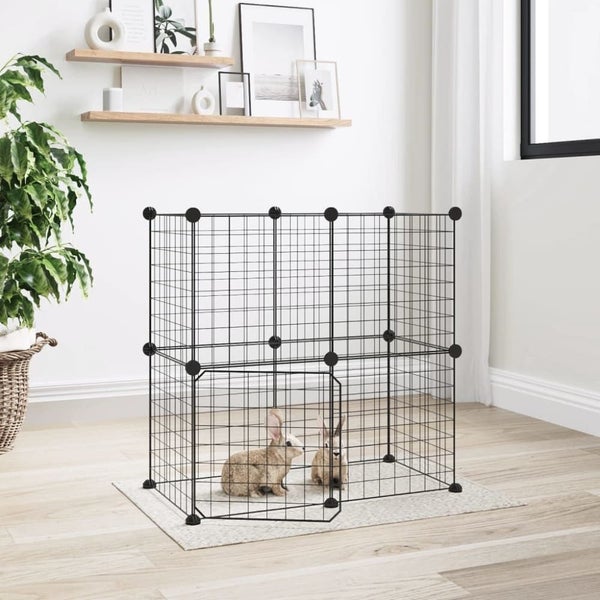 12-panel Pet Cage with Door Black 35x35 Cm Steel Tooabtt Carousel 1