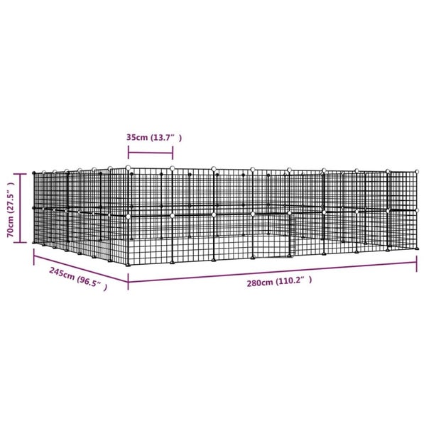 60-panel Pet Cage with Door Black 35x35 Cm Steel Tooabax Carousel 2