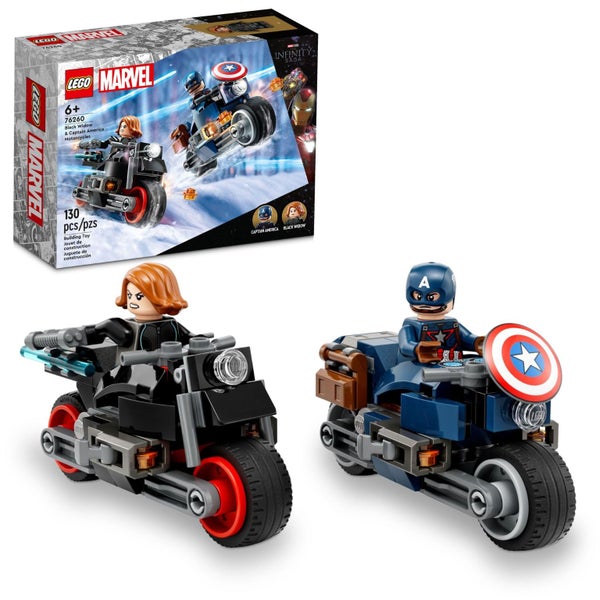LEGO Marvel Black Widow & Captain America Motorcycles 76260 Buildable Marvel Toy Carousel 1