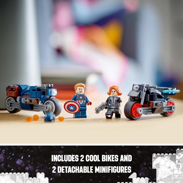 LEGO Marvel Black Widow & Captain America Motorcycles 76260 Buildable Marvel Toy Carousel 3