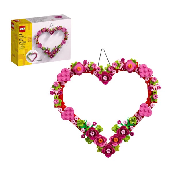 LEGO Heart Ornament Building Toy Kit, Heart Shaped Arrangement of Artificial Flo Carousel 1