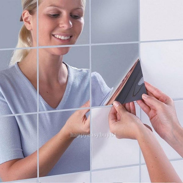 9pcs/16pcs 3D DIY Tile Square Wall Stickers Mirror Wall DIY Self Adhesive Square Carousel 1