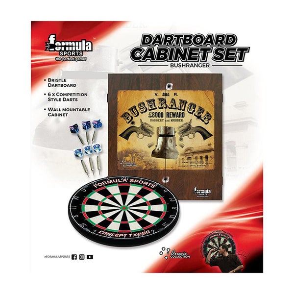 Formula Sports Brushranger Wall Mountable 56cm Cabinet Dartboard Dart Set Carousel 2
