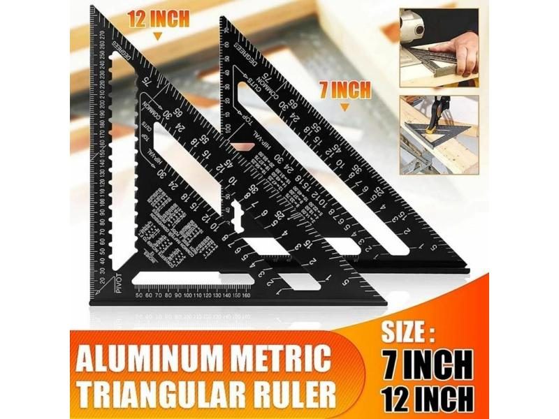 7'' /12" Rafter Square Carpenter Measuring Layout Tool Alloy Metal Triangle Carousel 2