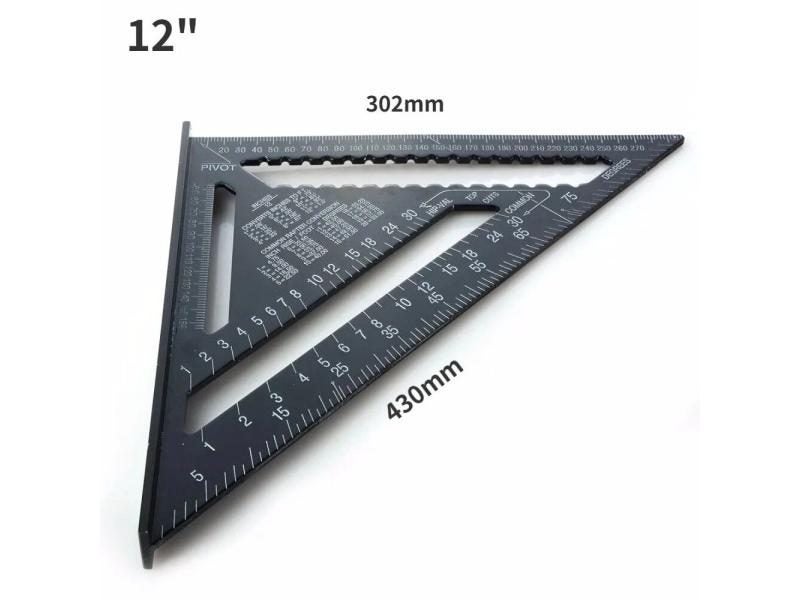 7'' /12" Rafter Square Carpenter Measuring Layout Tool Alloy Metal Triangle Carousel 1