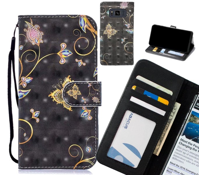 Galaxy S8 Active Case Leather Wallet Case 3D Pattern Printed Carousel 1