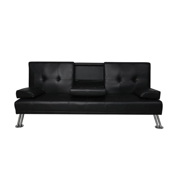 Adjustable Sofa Bed Lounge Futon Couch Leather Beds 3 Seater Cup Holder Recli... Carousel 1