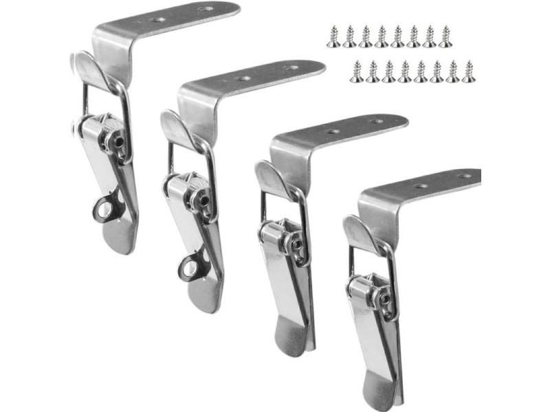 4pcs 90 Degree Hook Lock Bolt Stainless Steel Spring Loaded Draw Toggle Latch Carousel 2
