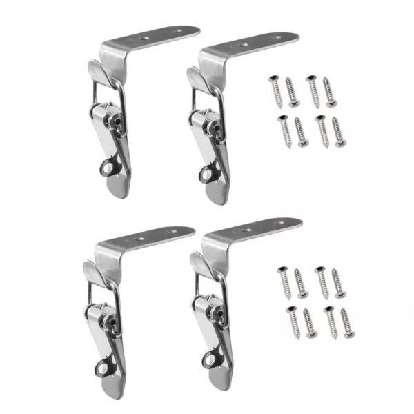 4pcs 90 Degree Hook Lock Bolt Stainless Steel Spring Loaded Draw Toggle Latch Carousel 1