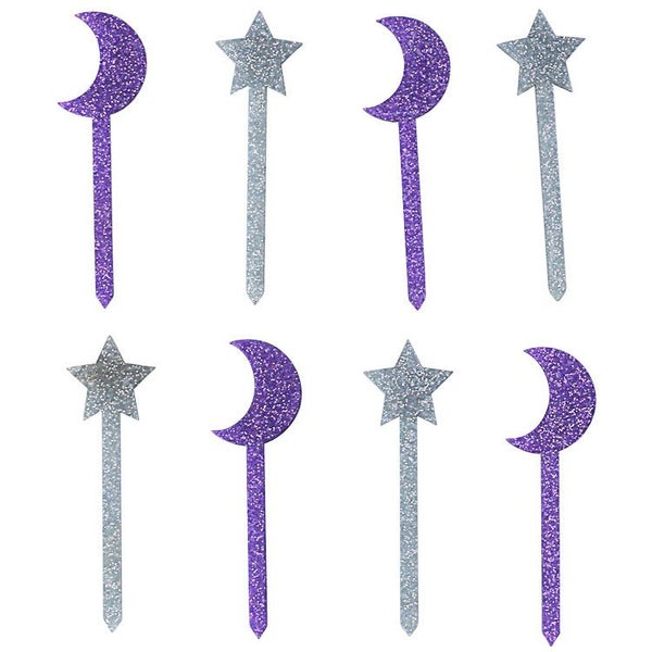 Stars & Moons acrylic cupcake toppers Carousel 1