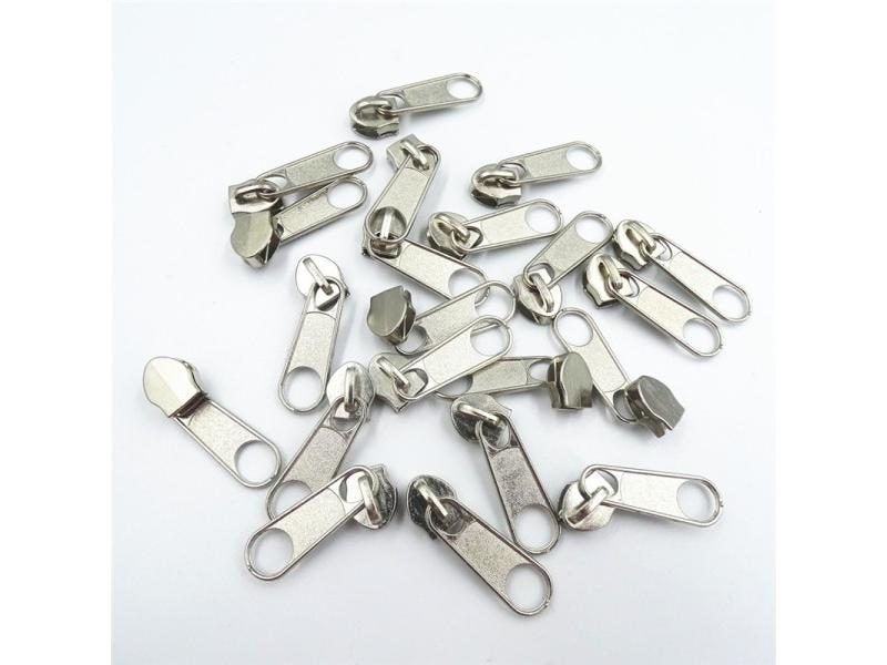 50/100Pcs Nylon 5# Silver Zipper Pull Head No Lock Slider Carousel 2