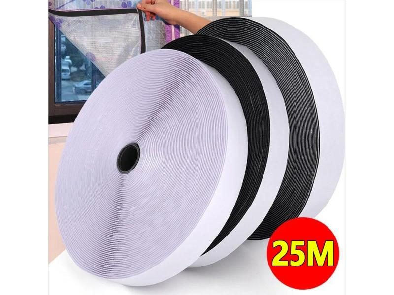25Meter Strong Self-adhesive Fastener Tape Hook And Loop Black White Nylon Carousel 2