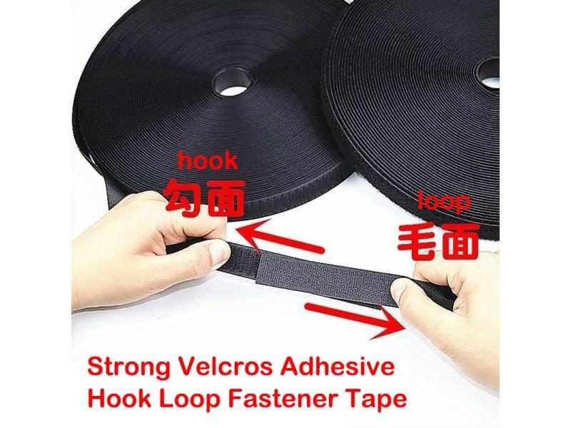 5M/lot Hook And Loop Fastener No Glue Hook Loop Tape Strip Nylon Black White Carousel 2