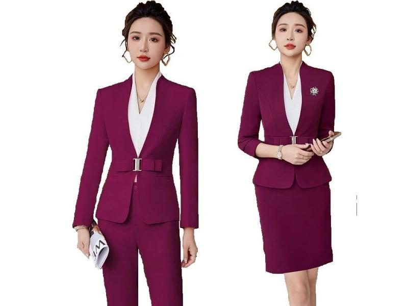 Office Pant Suit For Women Long Sleeve Blazer Pant Set Elegant Business Formal Carousel 2