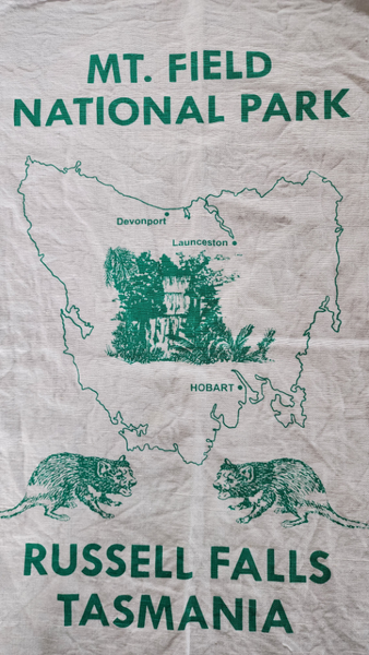 ~" Mt Field National Park Russell Falls Tasmania Vintage Tea Towel "~ Carousel 1