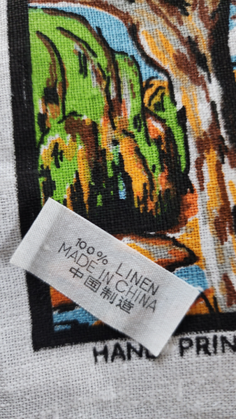 ~" Karratha & Dampier Designed In Australia Handprinted Linen Tea Towel "~ Carousel 7