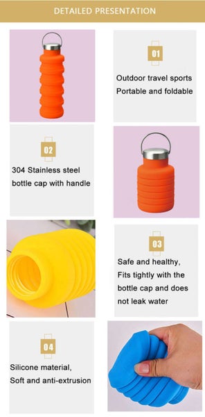 Collapsible Water Bottle Reuseable Foldable Bottles (Black) Carousel 6