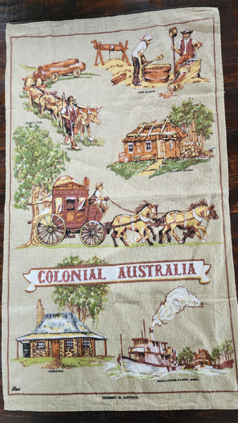 ~" Colonial Australia Designed In Australia Linen-Cotton Tea Towel "~ Carousel 2