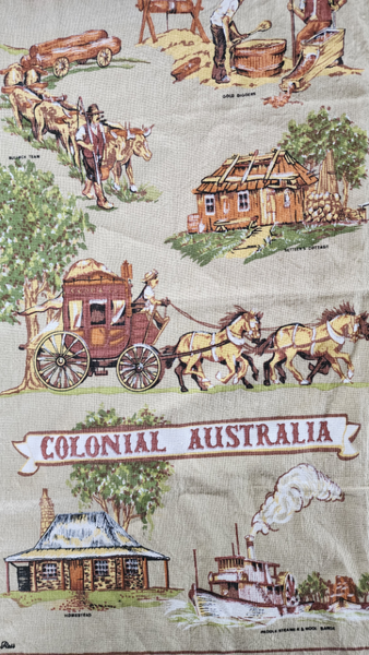~" Colonial Australia Designed In Australia Linen-Cotton Tea Towel "~ Carousel 1