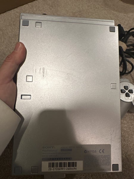 Sony PlayStation 2 silver console with controller and memory card Carousel 2