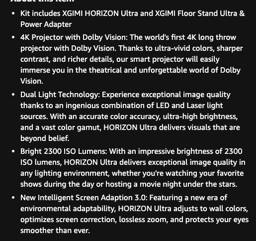 XGIMI HORIZON Ultra Laser Projector 4K TV IMAX Enhanced 1700 ISO Lumens New Carousel 3