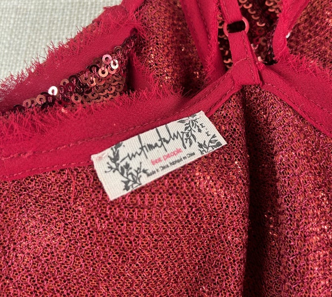 FREE PEOPLE - Time To Shine red Slip Dress Carousel 4