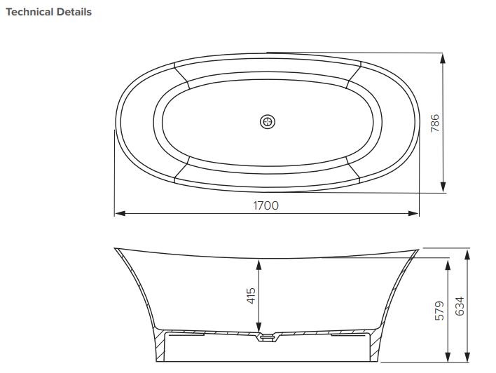 Washington 1700 Freestanding Oval Bath - Gloss White - MANUFACTURING DEFECTS Carousel 4