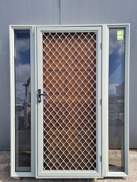 Solid Wood Entrance Door with Side Light and Security Door 1590 W x 2050 H [#... Carousel 2