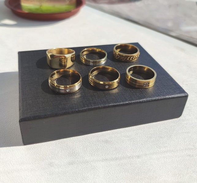 (6X Rings)(18K Gold Filled) Statement Rings Minimalist Band Rings RSS22DC-5 Carousel 2