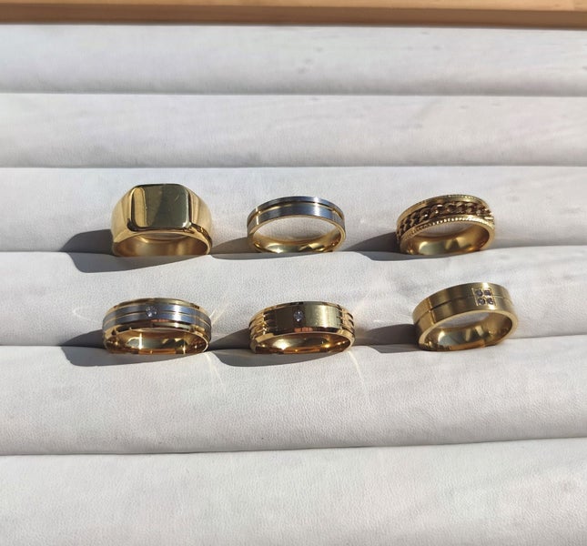 (6X Rings)(18K Gold Filled) Statement Rings Minimalist Band Rings RSS22DC-562960722119170112