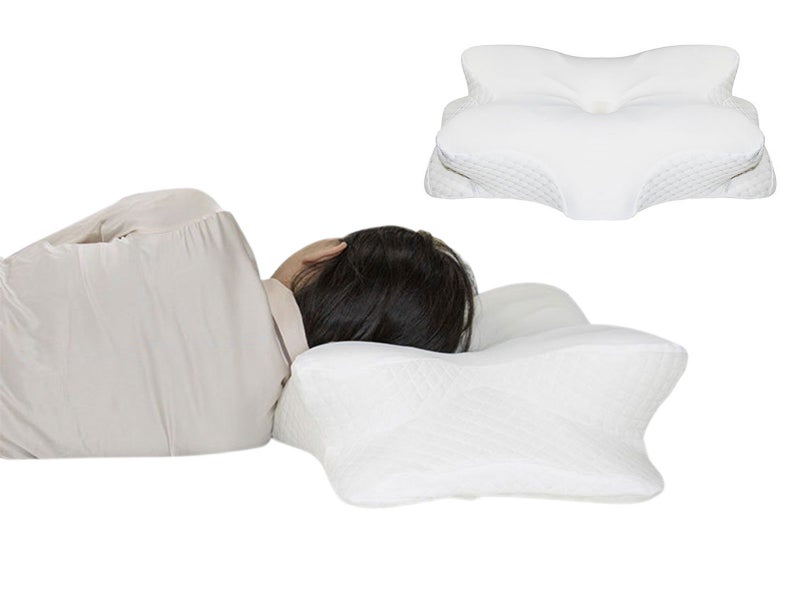 63x45.5CM Memory Foam Cervical Pillow Contour Neck Pillow White Carousel 1