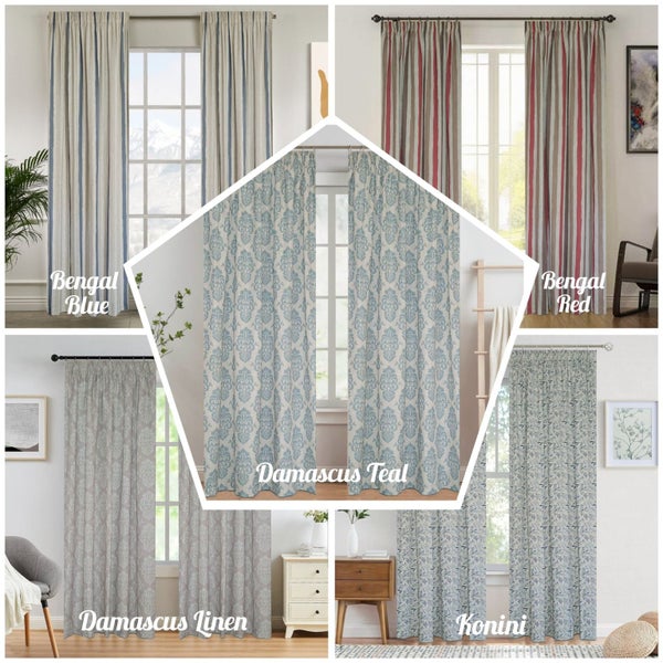 Patterned Curtains with Tripleweave Lining 1.6-2.3m (gathered) x 2.4m *A PAIR* Carousel 10