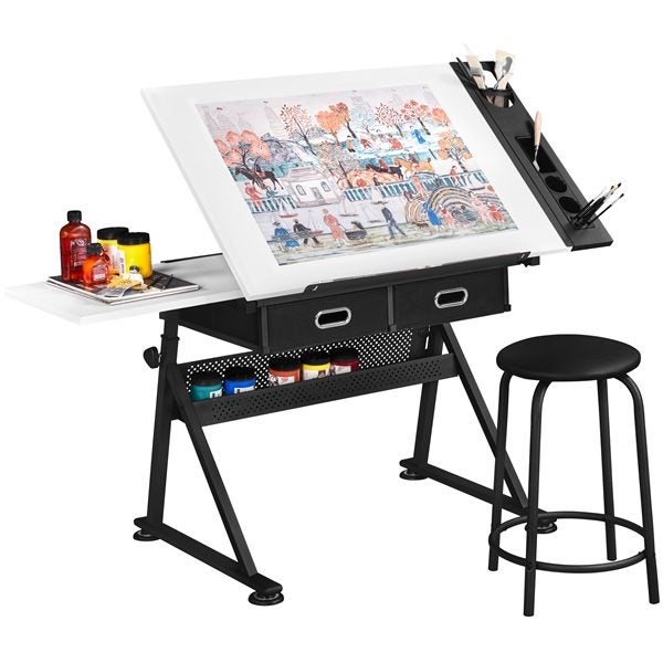 Height Adjustable Art Table Drafting Table Carousel 2