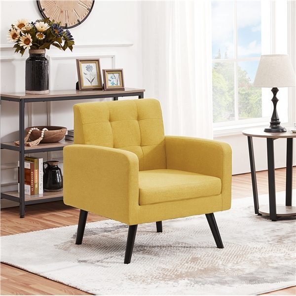 Mid Century Modern Fabric Arm Chair Tufted Accent Chair Carousel 9