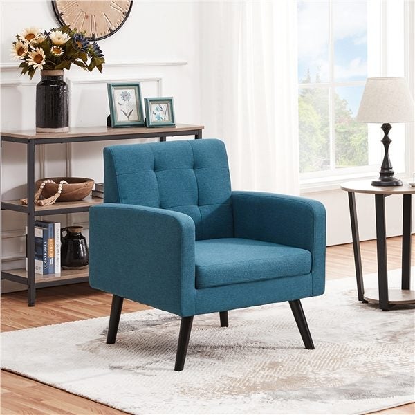 Mid Century Modern Fabric Arm Chair Tufted Accent Chair Carousel 1