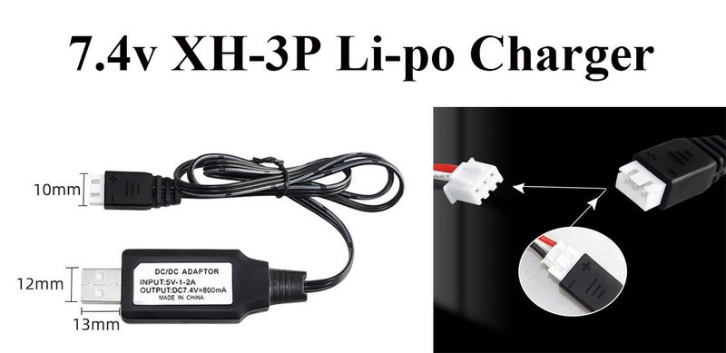 7.4v XH-3P Lipo Battery Charge Cable Carousel 1