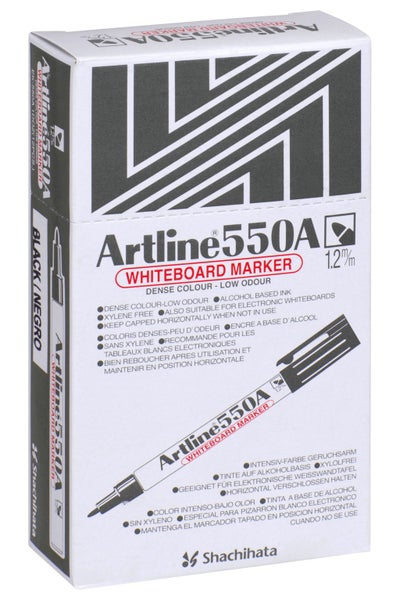 Artline 550A Whiteboard Marker 1.2mm Bullet Nib - Black x 12's pack Carousel 6