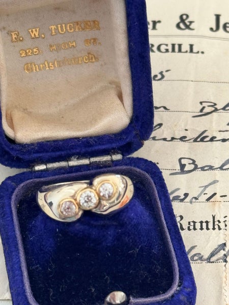 One-of-a-Kind 18ct White & Yellow Gold Three-Diamond Ring - Mason Carter Design Carousel 1