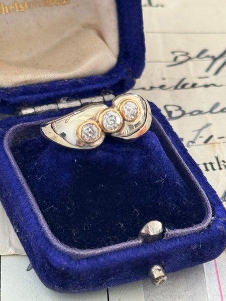 One-of-a-Kind 18ct White & Yellow Gold Three-Diamond Ring - Mason Carter Design Carousel 2