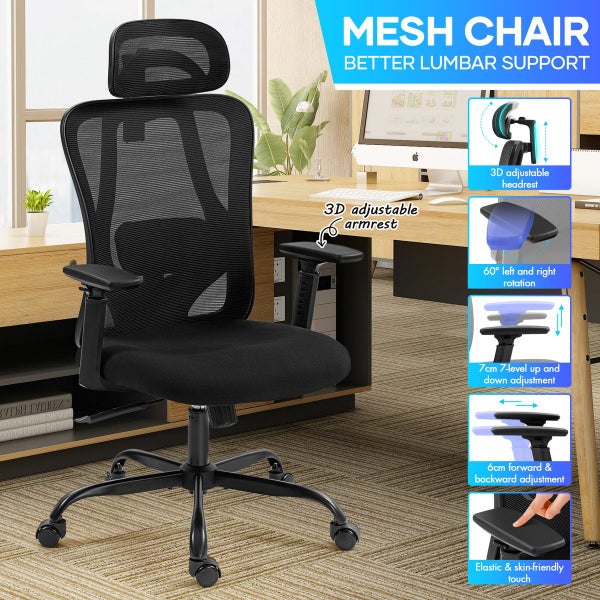 NEADER Ergonomic Mesh Office Chair Desk Computer Armchair Swivel Adjustable BK Carousel 13