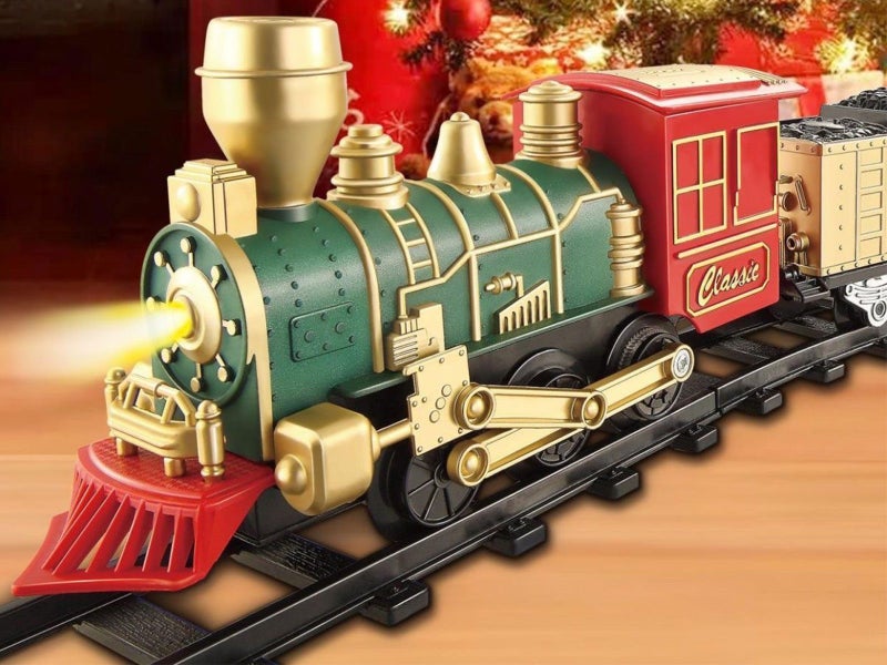 Electric Train Toy For Kids Electric Steam Train With Light And Sound Red Car Carousel 8
