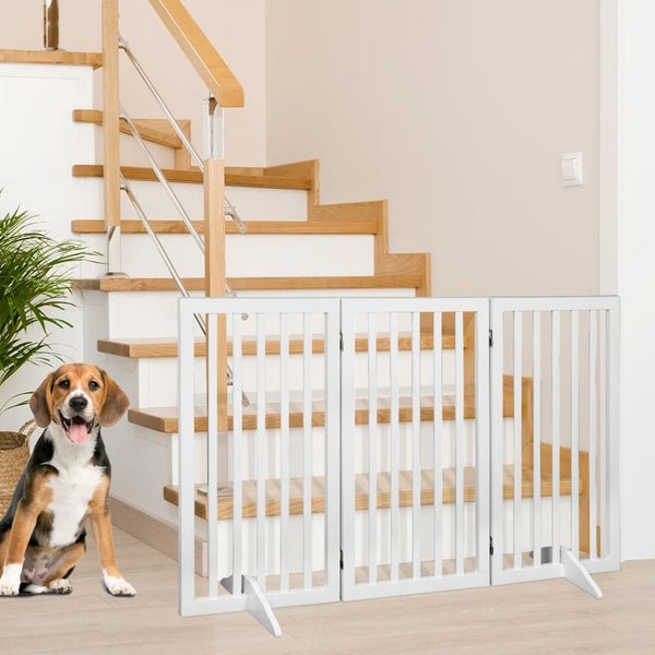 Goslash Picks Wooden Pet Gate Dog Fence Safety Stair Barrier Security Door 3 ... Carousel 8