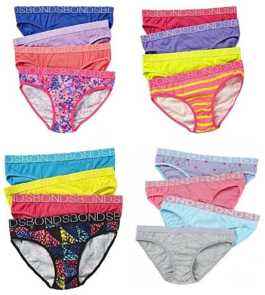 New Bonds Girls Bulk 8 Pairs Underwear Kids Girl Brief Briefs Undies Carousel 1