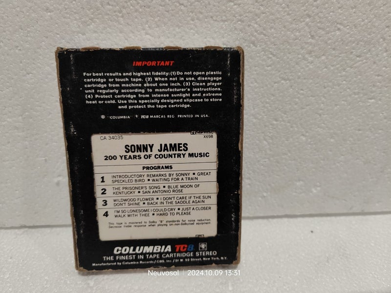 Sonny James 200 Years of Country Music ( 8-Track Tape ) Carousel 2