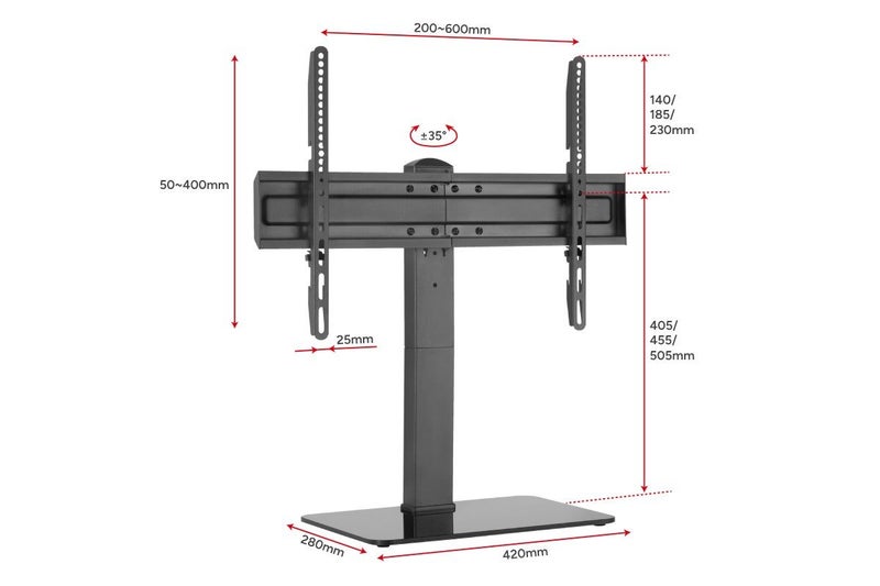 Kogan Universal Swivel Tabletop TV Stand with Glass Base for 37" - 70" TVs Carousel 8