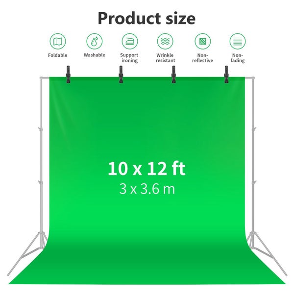 Neewer 10x12 feet/3x3.6 Meters Green Chromakey Fiber Backdrop Background Screen Carousel 2
