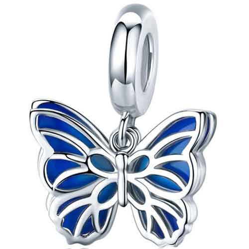 925 Sterling Silver Blue Butterfly Charm Carousel 1