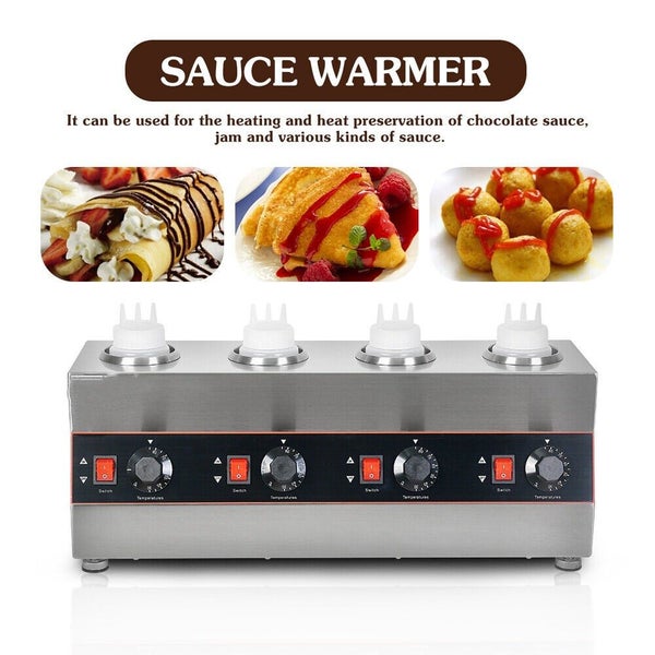 4 Bottle Commercial Electric Hot Chocolate Sauce Warmer Cheese Jam Melt Maker Carousel 1
